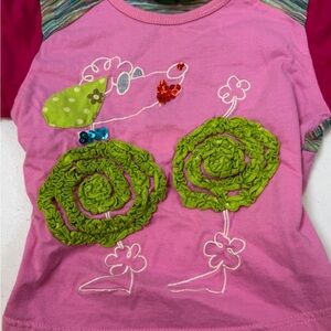 Oilily Pink Poodle Shirt Size 4 Tee Embroidered Dog Play